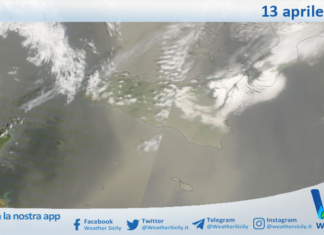 Meteo Sicilia: immagine satellitare Nasa di lunedì 13 aprile 2026