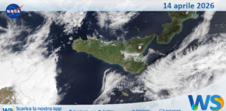 Meteo Sicilia: immagine satellitare Nasa di martedì 14 aprile 2026
