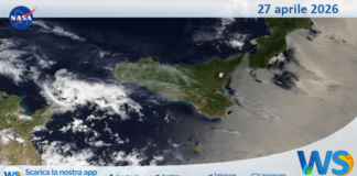 Meteo Sicilia: immagine satellitare Nasa di lunedì 27 aprile 2026