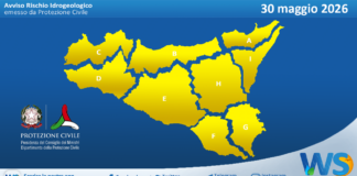 Meteo Sicilia: bollettino di allerta meteo per domani, sabato 30 maggio 2026