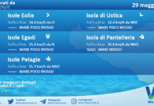 Meteo Sicilia, isole minori: previsioni meteo mare e vento per domani, venerdì 29 maggio 2026