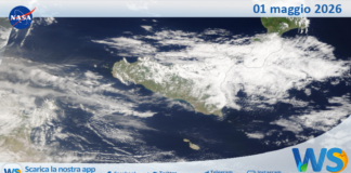 Meteo Sicilia: immagine satellitare Nasa di venerdì 01 maggio 2026