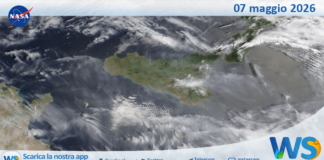 Meteo Sicilia: immagine satellitare Nasa di giovedì 07 maggio 2026