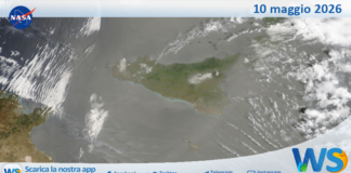 Meteo Sicilia: immagine satellitare Nasa di domenica 10 maggio 2026