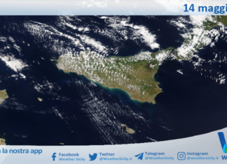 Meteo Sicilia: immagine satellitare Nasa di giovedì 14 maggio 2026