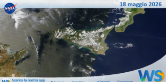 Meteo Sicilia: immagine satellitare Nasa di lunedì 18 maggio 2026