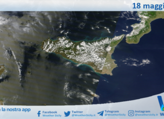 Meteo Sicilia: immagine satellitare Nasa di lunedì 18 maggio 2026
