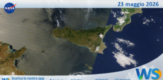 Meteo Sicilia: immagine satellitare Nasa di sabato 23 maggio 2026