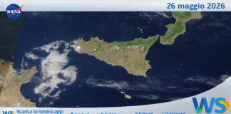 Meteo Sicilia: immagine satellitare Nasa di martedì 26 maggio 2026