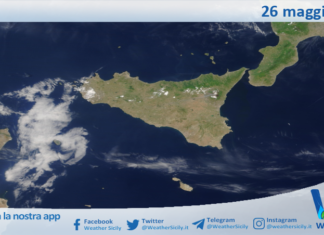 Meteo Sicilia: immagine satellitare Nasa di martedì 26 maggio 2026