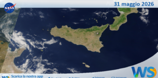 Meteo Sicilia: immagine satellitare Nasa di domenica 31 maggio 2026