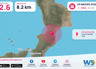 Scossa di terremoto magnitudo 2.6 nei pressi di Cenadi (CZ)