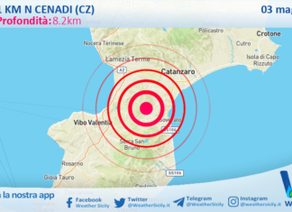 Scossa di terremoto magnitudo 2.6 nei pressi di Cenadi (CZ)