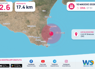 Scossa di terremoto magnitudo 2.6 nei pressi di Siracusa (SR)