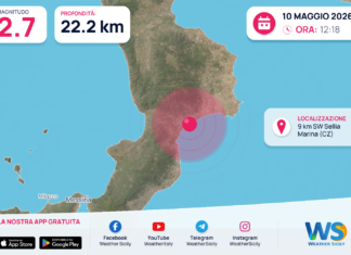 Scossa di terremoto magnitudo 2.7 nei pressi di Sellia Marina (CZ)