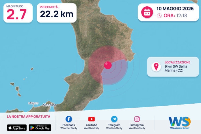 Scossa di terremoto magnitudo 2.7 nei pressi di Sellia Marina (CZ)