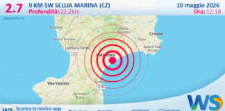 Scossa di terremoto magnitudo 2.7 nei pressi di Sellia Marina (CZ)