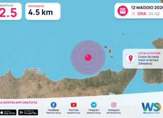 Scossa di terremoto magnitudo 2.5 nei pressi di Costa Siciliana nord-orientale (Messina)