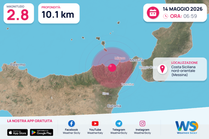 Scossa di terremoto magnitudo 2.8 nei pressi di Costa Siciliana nord-orientale (Messina)