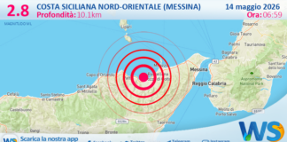 Scossa di terremoto magnitudo 2.8 nei pressi di Costa Siciliana nord-orientale (Messina)