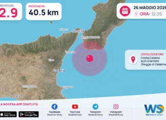Scossa di terremoto magnitudo 2.9 nei pressi di Costa Calabra sud-orientale (Reggio di Calabria)