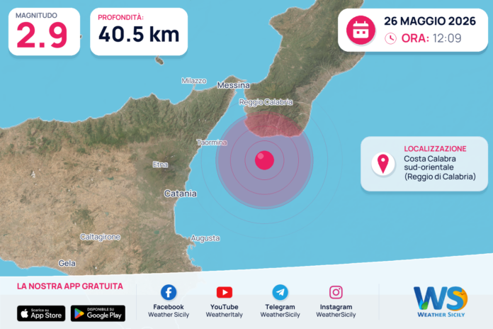 Scossa di terremoto magnitudo 2.9 nei pressi di Costa Calabra sud-orientale (Reggio di Calabria)