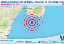 Scossa di terremoto magnitudo 2.9 nei pressi di Costa Calabra sud-orientale (Reggio di Calabria)
