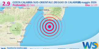 Scossa di terremoto magnitudo 2.9 nei pressi di Costa Calabra sud-orientale (Reggio di Calabria)