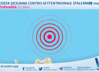 Scossa di terremoto magnitudo 2.8 nei pressi di Costa Siciliana centro-settentrionale (Palermo)
