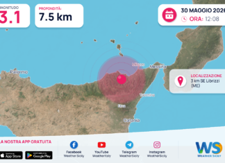 Scossa di terremoto magnitudo 3.1 nei pressi di Librizzi (ME)