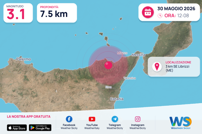Scossa di terremoto magnitudo 3.1 nei pressi di Librizzi (ME)
