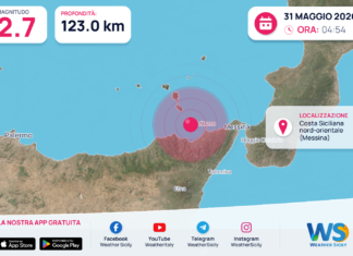 Scossa di terremoto magnitudo 2.7 nei pressi di Costa Siciliana nord-orientale (Messina)