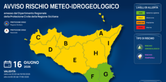 Meteo Sicilia: avviso di allerta per rischio idrogeologico e rischio temporali per domani, martedì 16 giugno 2026