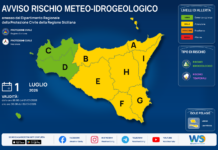 Meteo Sicilia: bollettino di allerta meteo per domani, mercoledì 01 luglio 2026 Mappa allerta meteo Sicilia per mercoledì 01 luglio 2026: allerta gialla per rischio idrogeologico e rischio temporali