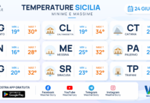 Meteo Sicilia: temperature previste per domani, mercoledì 24 giugno 2026