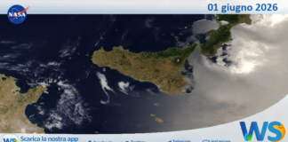 Meteo Sicilia: immagine satellitare Nasa di lunedì 01 giugno 2026