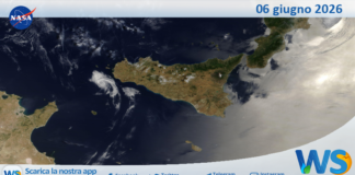Meteo Sicilia: immagine satellitare Nasa di sabato 06 giugno 2026