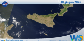 Meteo Sicilia: immagine satellitare Nasa di mercoledì 10 giugno 2026