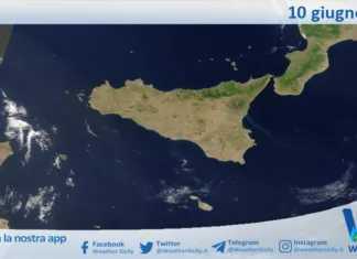 Meteo Sicilia: immagine satellitare Nasa di mercoledì 10 giugno 2026