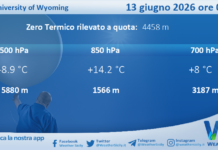 Meteo Sicilia: Radiosondaggio Trapani Birgi di sabato 13 giugno 2026 ore 00:00