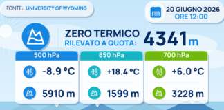 Meteo Sicilia: Radiosondaggio Trapani Birgi di sabato 20 giugno 2026 ore 12:00