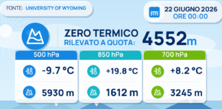 Meteo Sicilia: Radiosondaggio Trapani Birgi di lunedì 22 giugno 2026 ore 00:00