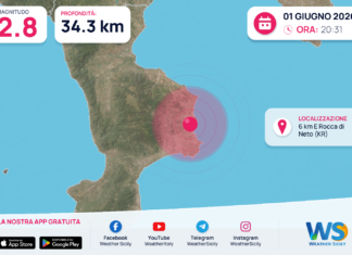 Scossa di terremoto magnitudo 2.8 nei pressi di Rocca di Neto (KR)