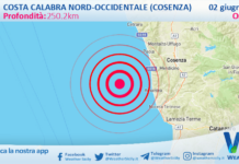 Scossa di terremoto magnitudo 6.2 nei pressi di Costa Calabra nord-occidentale (Cosenza)