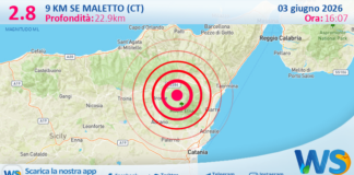 Scossa di terremoto magnitudo 2.8 nei pressi di Maletto (CT)