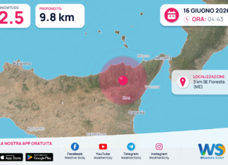 Scossa di terremoto magnitudo 2.5 nei pressi di Floresta (ME)