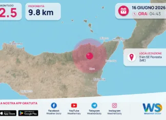 Scossa di terremoto magnitudo 2.5 nei pressi di Floresta (ME)