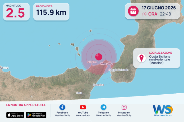 Scossa di terremoto magnitudo 2.5 nei pressi di Costa Siciliana nord-orientale (Messina)