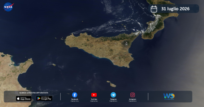 Meteo Sicilia: immagine satellitare NASA di venerdì 31 luglio 2026