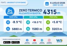 Meteo Sicilia: Radiosondaggio Trapani Birgi di lunedì 06 luglio 2026 ore 12:00